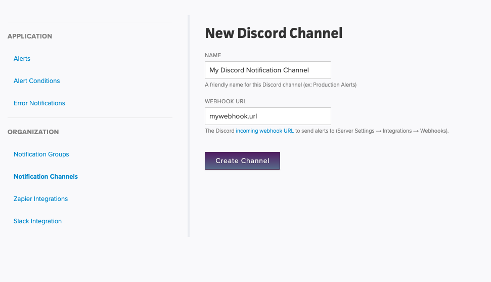 Create a Discord notification channel