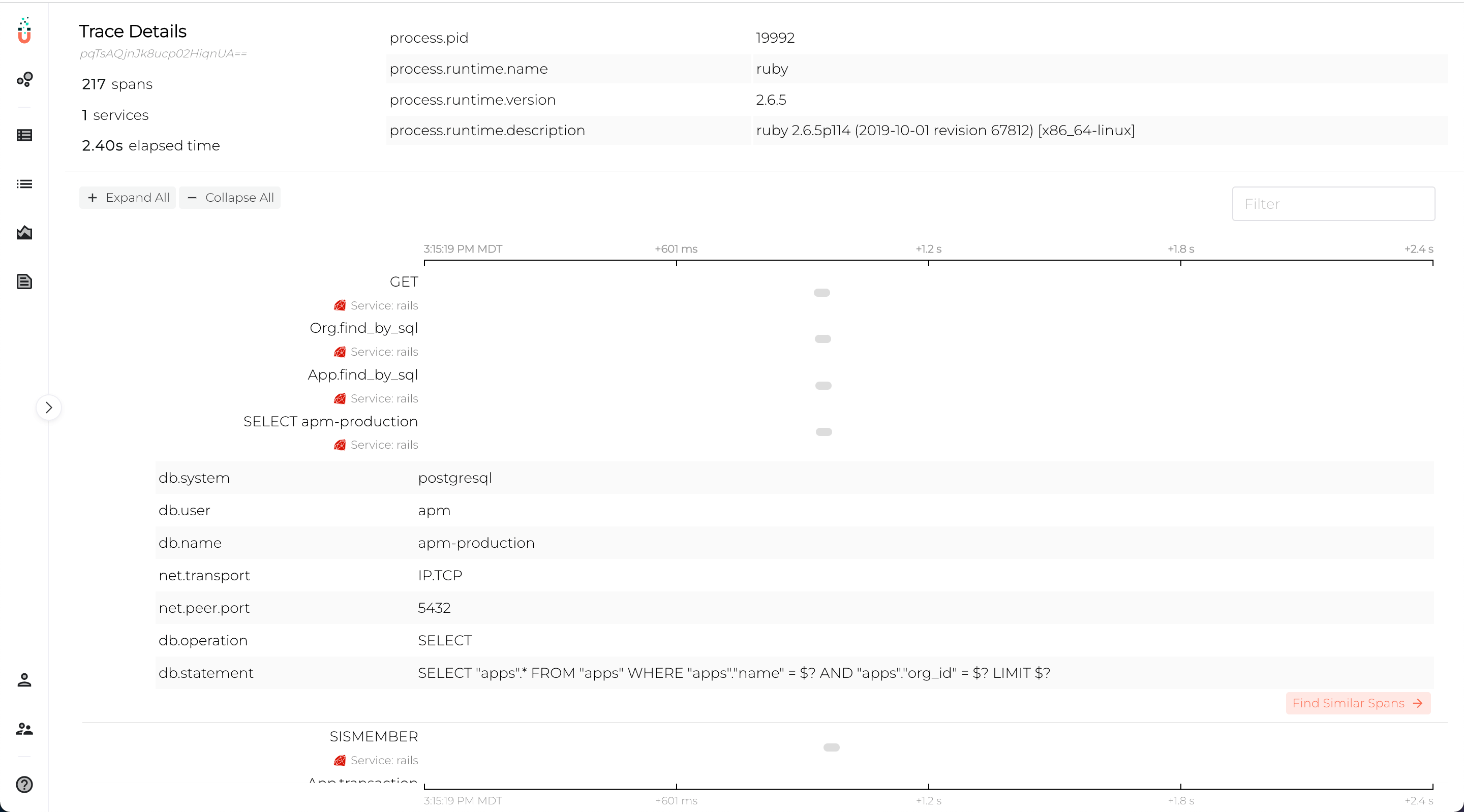 TelemetryHub Trace Drill Down